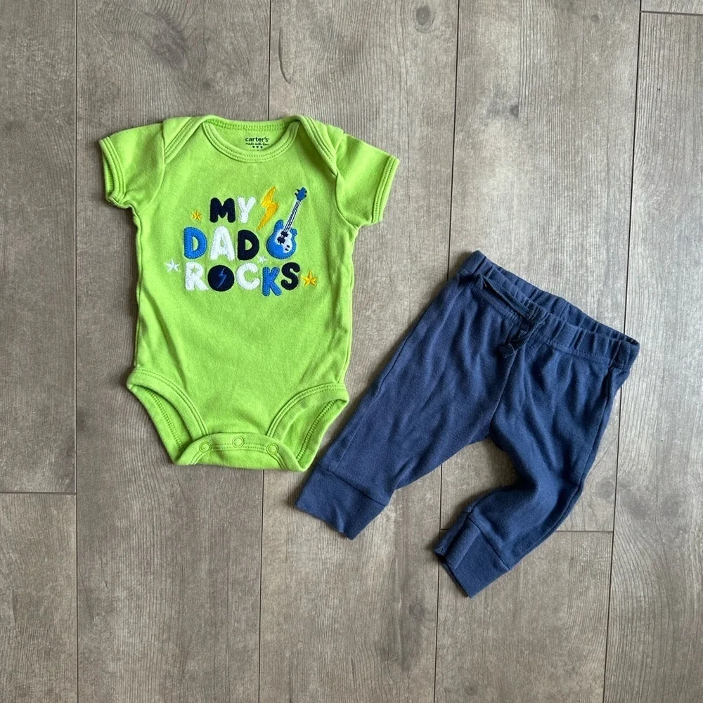 Newborn “My Dad Rocks” baby boy retro outfit carter’s / Koala Baby Cozy Euc